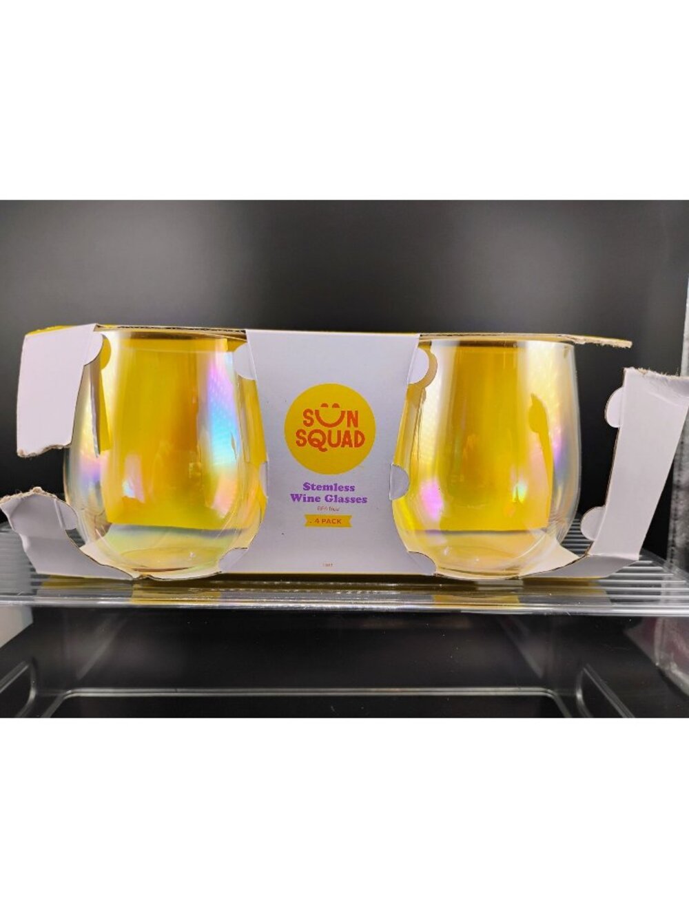 Sun Squad 4-Pack Stemless Iridescent BPA-Free Wine Glasses